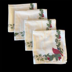 Portmeirion Christmas Cardinal Cloth Napkins set Of Four